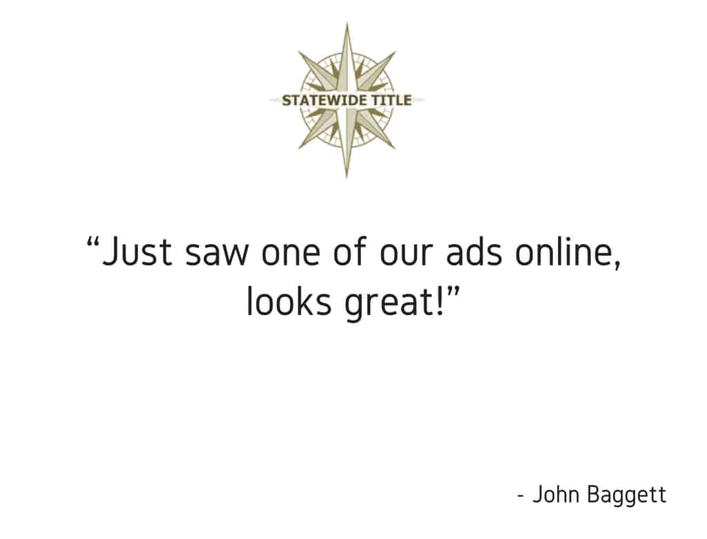 Just saw one of our ads online, looks great!