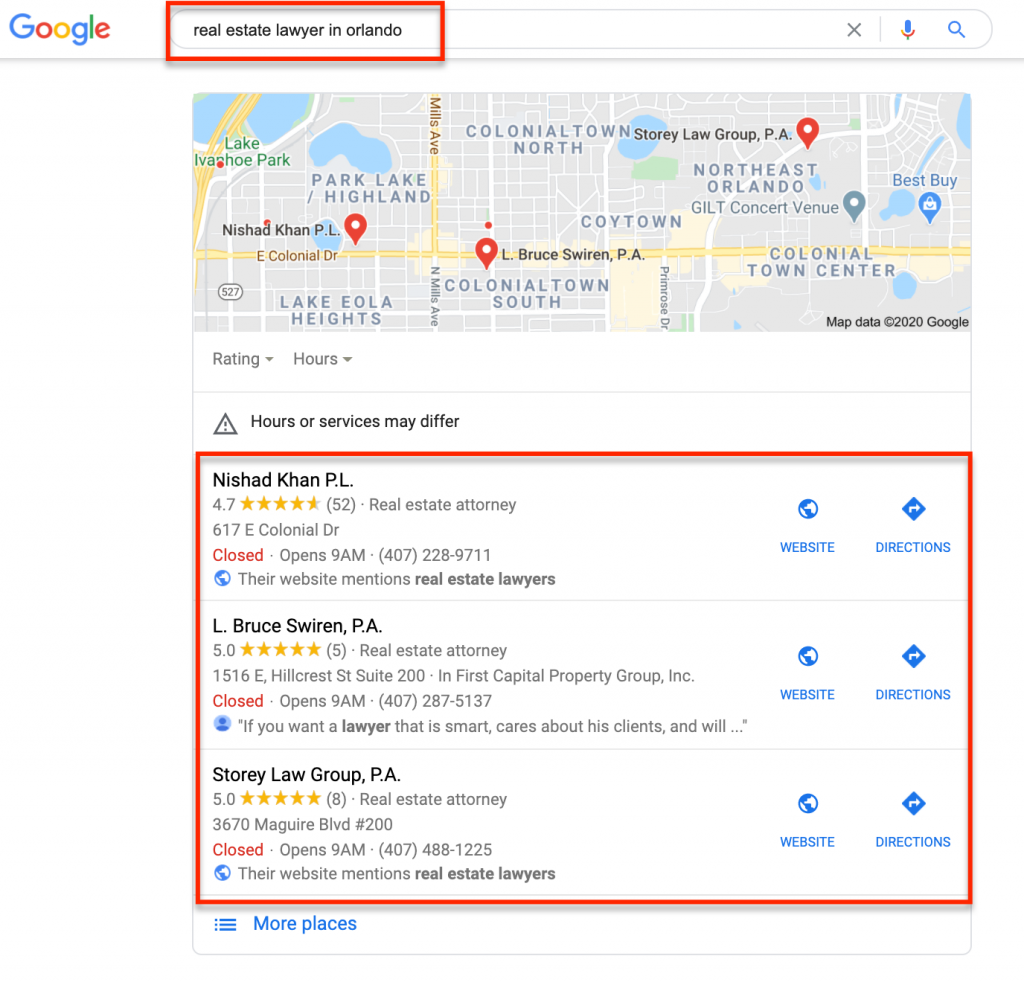 Google My Business Example