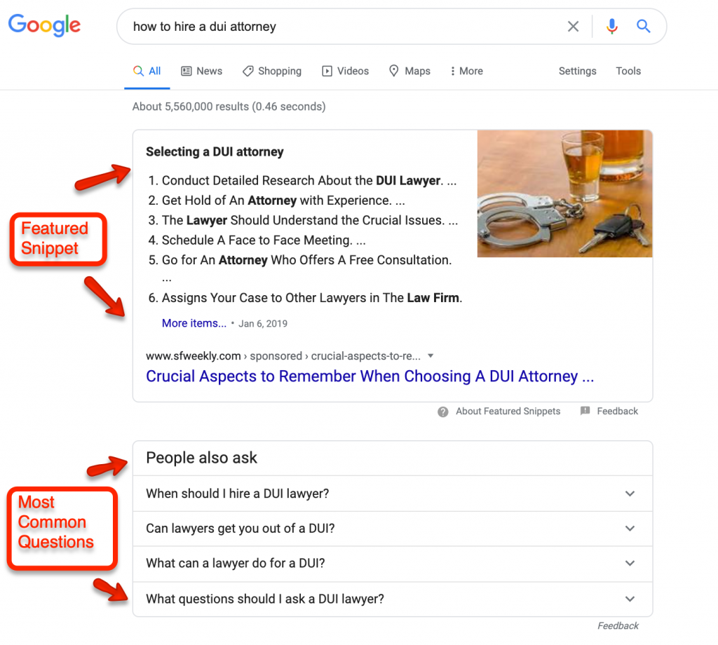 Featured Snippet & FAQs in Google Search
