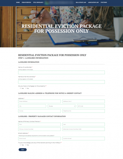 Advanced Website Form Screenshot